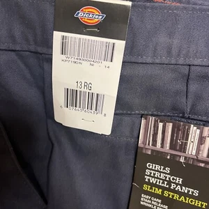 Dickies Junior Girl's Stretch Navy Blue Size 13 Regular Slim Straight - Picture 1 of 3