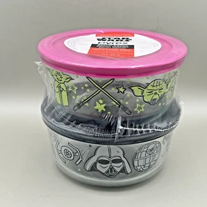 Pyrex Star Wars 4 Cup Vader Yoda Death Star Set of 2 New Bowls with Lids - Picture 1 of 6