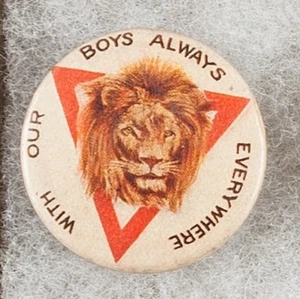 World War I Australian YMCA With Our Boys Always Everywhere Pinback Button Badge - Picture 1 of 1