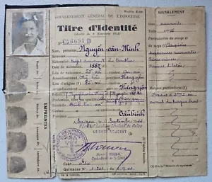 French Indochina ID Booklet, 1944 - Picture 1 of 2