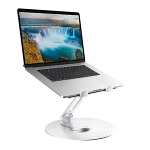 Swivel Laptop Stand Adjustable Height Aluminum Riser 360 Rotating Foldable - Picture 1 of 8