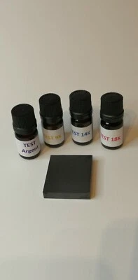 Kit réactif testeur  4 test or 9, 14, 18 K et argent + pierre de touche + notice - Bild 1 von 2