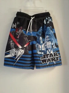 Star Wars Boys Swim Shorts Blue Mesh Insert Lucas Film Ltd Size 4 - Picture 1 of 4