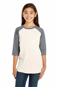 AquaGuard 6130 2pk Youth Unisex Baseball Tee, Natural Heather/Granite Heather, M - Picture 1 of 6