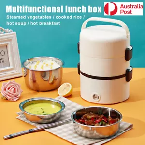 Electric Lunch Box Portable 3 layers Heating Steamer Bento Food Warmer 1.8L AU - Picture 1 of 7