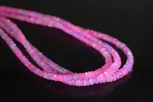 3-5 mm AAA opale etiope rosa naturale liscio rondelle pietre preziose perline filo 16" - Foto 1 di 7