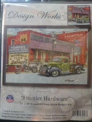 Kit de punto de cruz contado Design Works Frontier Hardware 14" x 20" Rt 66 nuevo * Foto 1 de 3
