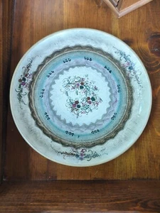 Piatto ceramica firmato fatto a mano in Grecia floreale colori vivaci 8,5" - Foto 1 di 7