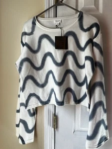 Le Lis Blanc Sweater Womens Size M White Long Sleeve Striped Pullover Sweatshirt - Picture 1 of 6