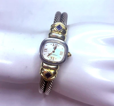 Reloj David Yurman Vintage 925 y 585 Hecho en Suiza Doble Cable Funciona 66,5 Gramos Foto 1 de 4