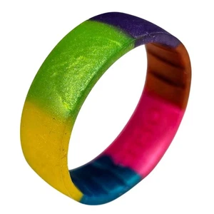 Enso Rings Handcrafted Silicone Ring - Vivid Rainbow - Size 8 - Picture 1 of 4
