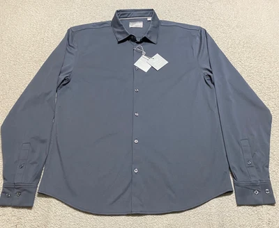 Новый с Ярлыками Hickey Freeman мужской XL рубашка твердого серый кнопка спереди длинным рукавом новый - Изображение 1 из 4