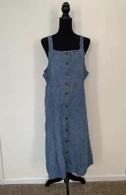 Studio Ease Denim Tank Dress Button Front Blue Jean Women’s Petite 14P Farmhouse - Image 1 of 4