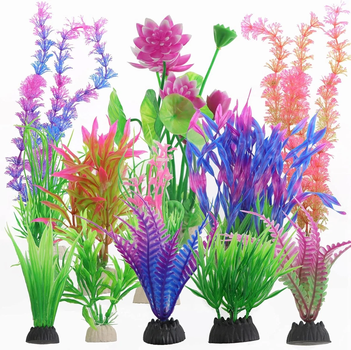 MyLifeUNIT Künstliche Aquarienpflanzen-Set – 15 Teile In Blau, Für Süß- Und Salzwasser, Bis 27,9 Cm Hoch