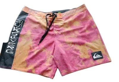 Pantalones Cortos Quiksilver Highline Para Hombre 38 Rosa y Naranja Cordón Cintura Pull-On Foto 1 de 4