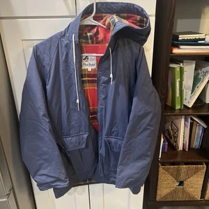 Misty Harbor VINTAGE Navy Blue Hooded Rain Coat Women's Small - Picture 1 of 7