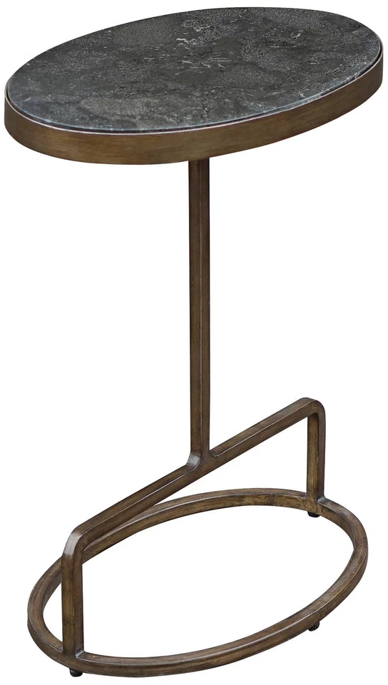 Mesa de centro oval de ferro dourado rústico 18 x 12 mármore mesa sala quarto - Imagem 1 de 1