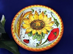 Toskana Italien italienische Keramik toskanische Sonnenblumenmohn Olivenöl Dipschale - Bild 1 von 3