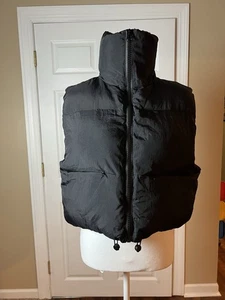 UANEO Cropped Puffer Vest Women Zip Up Stand Collar Sleeveless Padded M Ivory - Picture 1 of 8