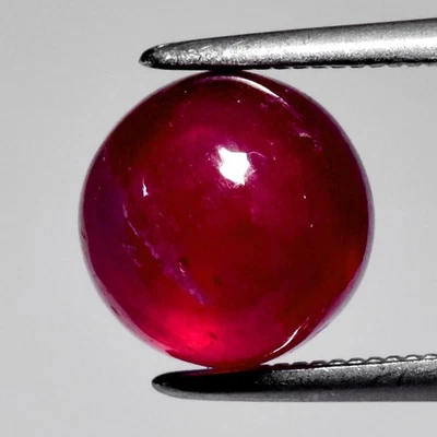 💎 3.56ct 7.8mm Round Cabochon Red Ruby - Heated Glass Filled, Africa Gem - Image 1 of 4