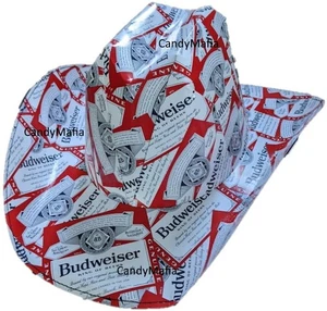 BUDWEISER Cowboy Hat Cardboard Beer BUD Heavy Cowgirl Hat Music Festival Hat NWT - Picture 1 of 3
