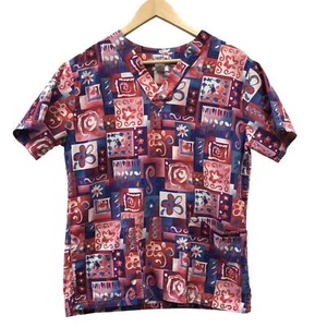 Scrubs To Go Top Womens Small Red White Blue Orange - Picture 1 of 5