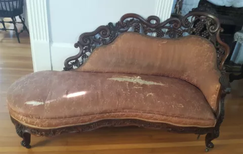 Ca. 1860 Belter Victorian Rosewood Recamier / Meridienne - ORIGINAL Condition Cover