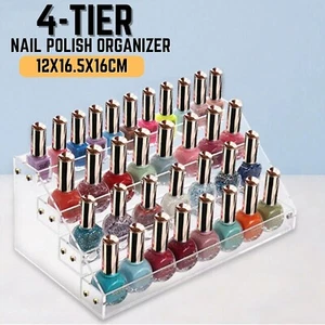 4-Tier Acrylic Organizer Rack Nail Polish Holder Desk Space-Saving Display Stand - Picture 1 of 10