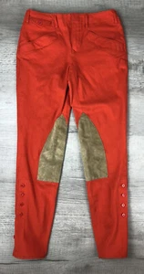 Ralph Lauren Sport Equestrian Pants Orange Tan Leather Jeans Women’s 4 (26X26) - Picture 1 of 12