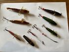 Vintage fishing lure selection,minnows,spinner bait, mounts, celluloid jackets