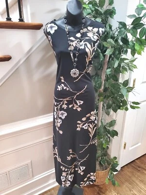 Kathie Lee Women Black Polyester Round Neck Sleeveless Long Casual Maxi Dress XL - Image 1 of 4