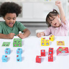 Expressions Matching Block Puzzles Building Borad Games Kids Montessori Toy AU.