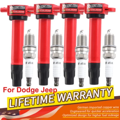 Juego de 4 bobinas de encendido y bujías para Jeep Compass 2007-2016 2,0 L 2,4 L Foto 1 de 4