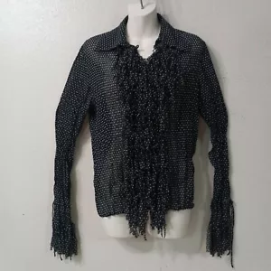ANDREA ROSATI Blouse Sz L Women Long Sleeve Black Polka Dot ~EUC~4418 - Picture 1 of 10