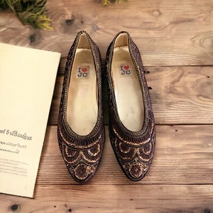 Jeffrey Campbell Brown Suede Embellished Sequin Ballet Flats Shoes Womens 8.5 - Picture 1 of 12