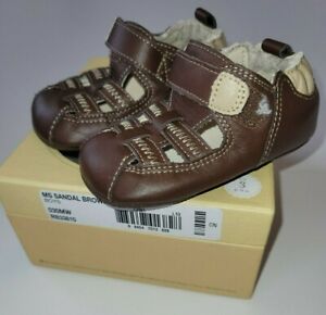 Boys Robeez Mini Shoez Brown Leather Sandals size 3 (6-9 months)
