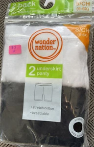 New Wonder Nation Girls Size S 6-6X Black And White 2-Pack Underskirt Panties - Picture 1 of 2