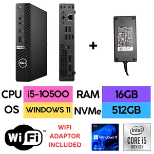 Dell OptiPlex 7080 Micro i5-10500 16GB RAM 512GB NVMe Micro Mini WIFI MFF PC - Afbeelding 1 van 9