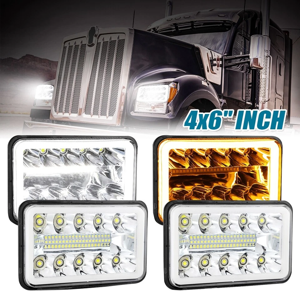 4pcs 4x6" LED Headlight Hi-Lo Beam DRL Turn Signal for Toyota Tercel 1988-1994 — 第 1/4 张图片