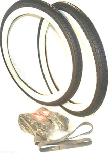 2 stück weisswand reifen mofa puch mit 2 felgenband und 2 Schlauch Set 2 1/4- 17 - Bild 1 von 1