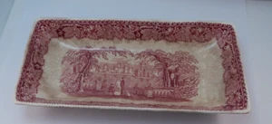 MASON'S Ironstone Vista England Pink Transferware Rectangle Dish Crazed/Stained - Picture 1 of 7