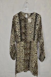 RIVER ISLAND Leopard Pring Dress size Uk 14 Womens Blouse Long Sleeves - Picture 1 of 6