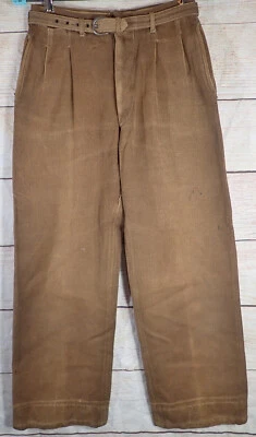 Редкие 1930-х годов винтажный Lanshire ткани Gabardine плиссированные брюки 26 x 26 брюки w/ремень - Изображение 1 из 4