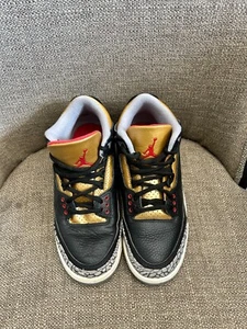 Size 7.5 - Jordan 3 Retro Mid Black Gold W - Picture 1 of 10