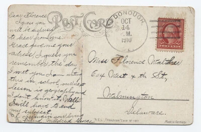 1910 McDonough DE 4-bar handstamp on coney island postcard [S.4195] - Image 1 of 3