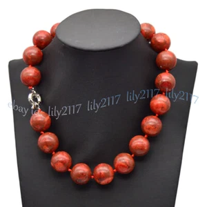 "Collares anudados a mano con cuentas redondas de gemas de coral de hierba roja natural de 6-20 mm de 14-36""" - Imagen 1 de 13