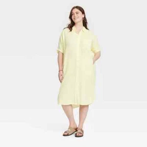Plus Size-Women's 3/4 Sleeve Midi Shirtdress . Women's Summer Dress. Plus Size - Picture 1 of 8