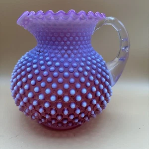 Fenton Cranberry Opalescent Hobnail Pitcher 8" Vintage - Picture 1 of 10