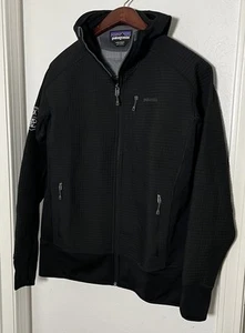 Patagonia R1 Regulator Hooded Tech Jacket Black Full Zip Waffle Grid Mens Large - Picture 1 of 6