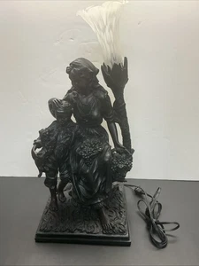 Vintage Mother And Son With Dog Figural Victorian Lamp 21”h Switch In Cord - Picture 1 of 12
